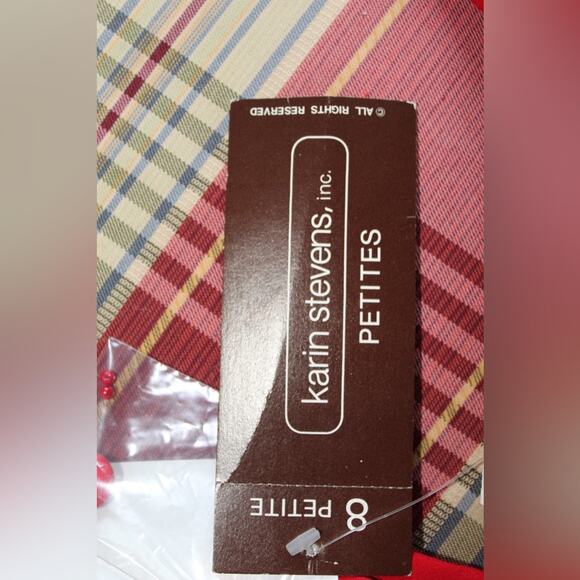 NWT Vintage Karin Stevens Red Beaded Dress | Women’s 6 | RARE Deadstock 1980s - Picture 6 of 7